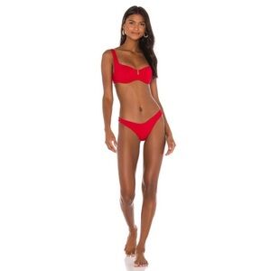 L*Space Cabana Bitsy Brazilian‎ Bikini Bottom -Red-XS- High Leg - New NWOT
